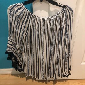 Brand new off the shoulder tassel top